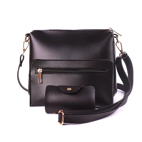 Luxe 4 Pcs Black Handbag Set