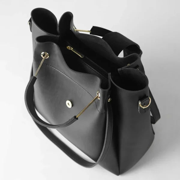 Luxe Black 3-Piece Handbag Set