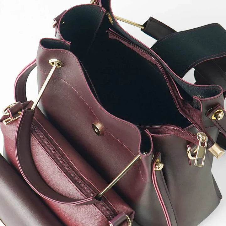 Luxe Maroon 3-Piece Handbag Set